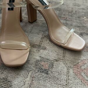 Steven By Steve Madden Clear Strap Nude Heels